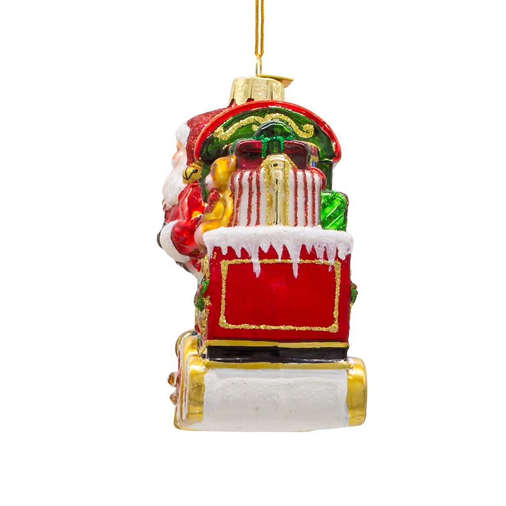 Kurt Adler 6-Inch Bellissimo Glass Santa with Train Ornament